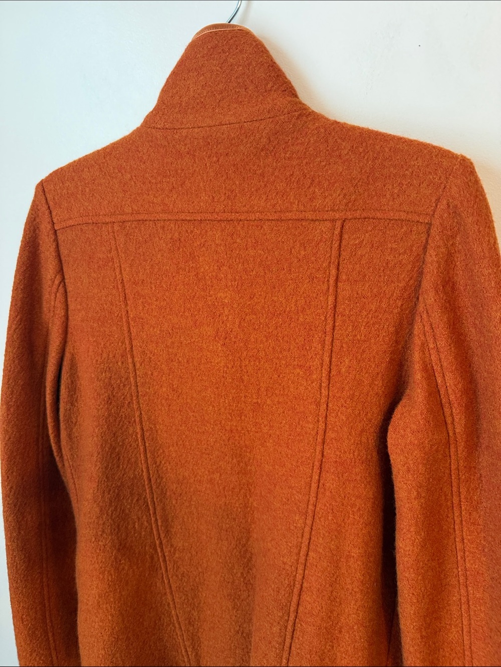 J.Peterman 100% Wool Button Up Coat Jacket Blazer Velvet Piping Orange Rust Sz 8 - Picture 8 of 8